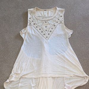 Free People Tan Embellished Tank Top M